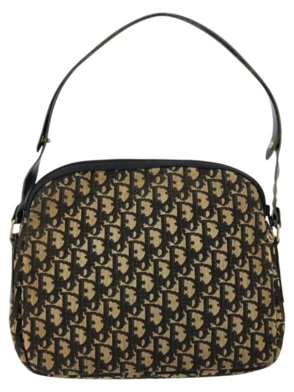 Christian Dior Trotter Canvas Shoulder Bag Navy Gold Auth - Picture 2 of 16